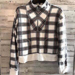 🔥Free people why not plaid size Xsmall, long sleeve, half zip sweater jacket